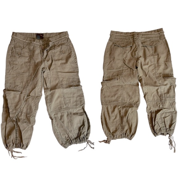 Be Bop Linen Cargo Pocket Pant Vintage Women’s Low Waist Y2K 2000s SZ 7 - Picture 1 of 13